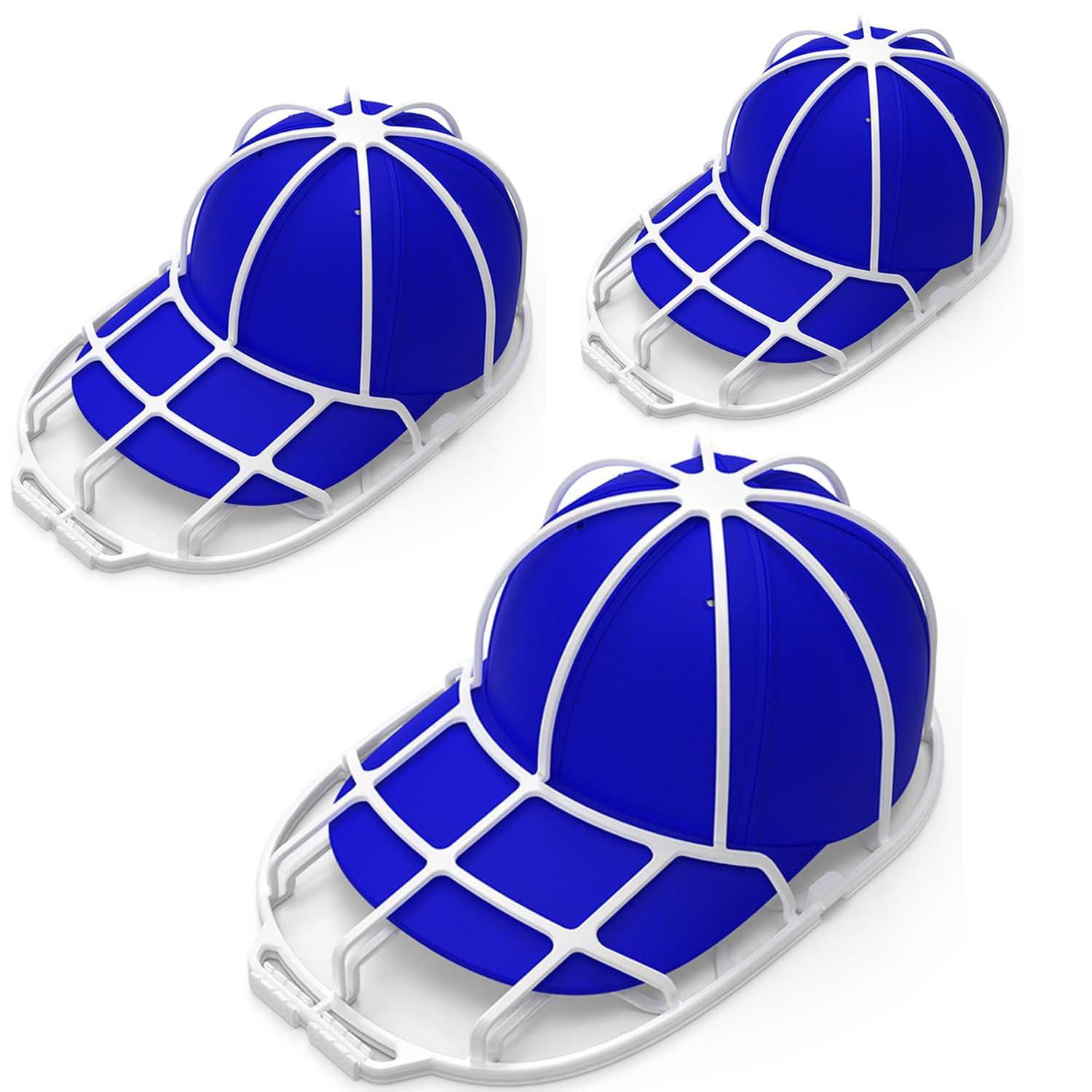 YEENOR YEENOR Hat Washer (3 Pack) - Baseball Cap Cleaner for Adults & Kids, Durable Plastic Hat Holder for Portable Washing Machines or Dishwashers, White