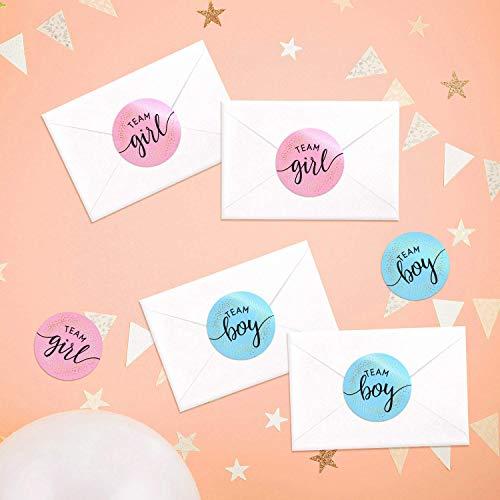 Willa Flare 2.25 Gender Reveal Stickers for Party Invitations and Voting Games (80 Count) - Team Boy and Team Girl Labels with Gold Foil for Reveal Parties and Baby Showers | Easy to Peel and Stick (Circle)