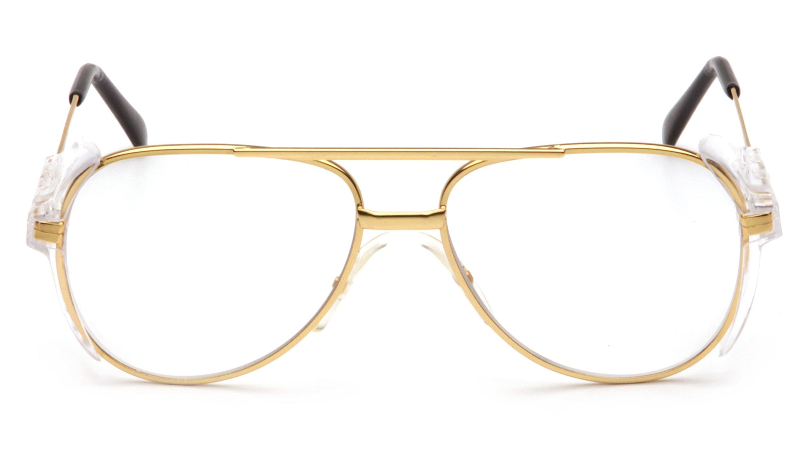 Pyramex Safety Pyramex Pathfinder Aviator Safety Glasses with Gold Frame and Clear Lens