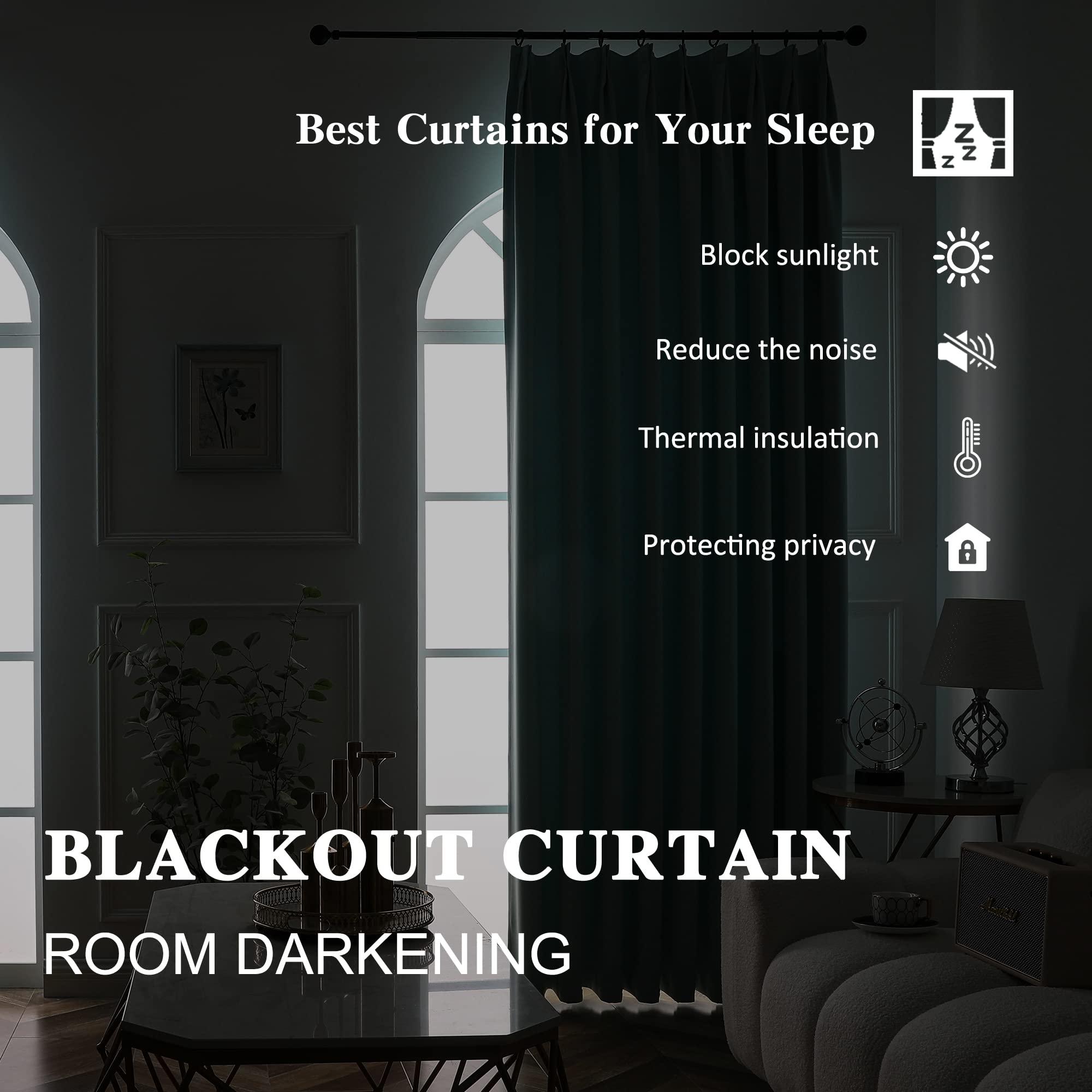 Homi Drapes Double Pinch Pleated Blackout Curtains 100% Polyester Thermal Insulated Room Darkening Drapes for Bedroom/Livingroom Pack of 2 Panels W(26"+26"),Tiebacks,Hooks (Cocoa Brown, 52"x45")