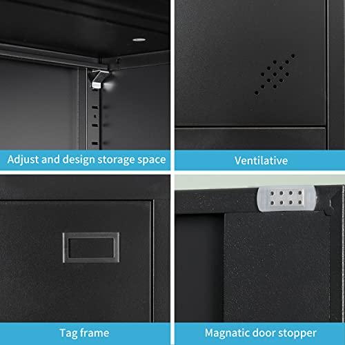 Majnesvon Majnesvon Metal Garage Storage Cabinet - 72" Locking Metal Storage Cabinet with 2 Doors and Adjustable Shelves & Locking Doors - Garage Cabinets for Tool Storage - Black
