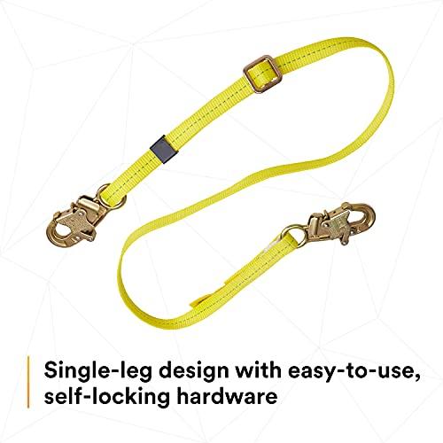 3M 3M DBI-SALA 1231016 Web Adjustable Positioning Lanyard, 6\', 3/4\" Snap Hooks, Yellow