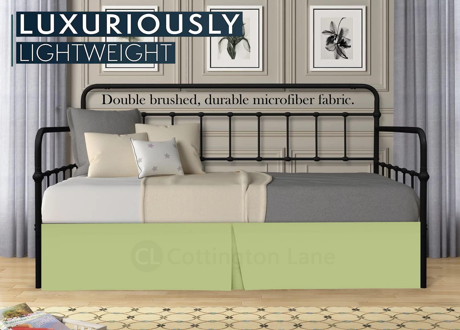 Cottington Lane Pleated Bed Skirt with Split Corners for Daybeds - Three Side Coverage - Made with Brushed Microfiber - Navy Blue Daybed Dust Ruffle Split Corners - Full 21 Inches Drop Daybed Skirt(Full/21\" Drop)