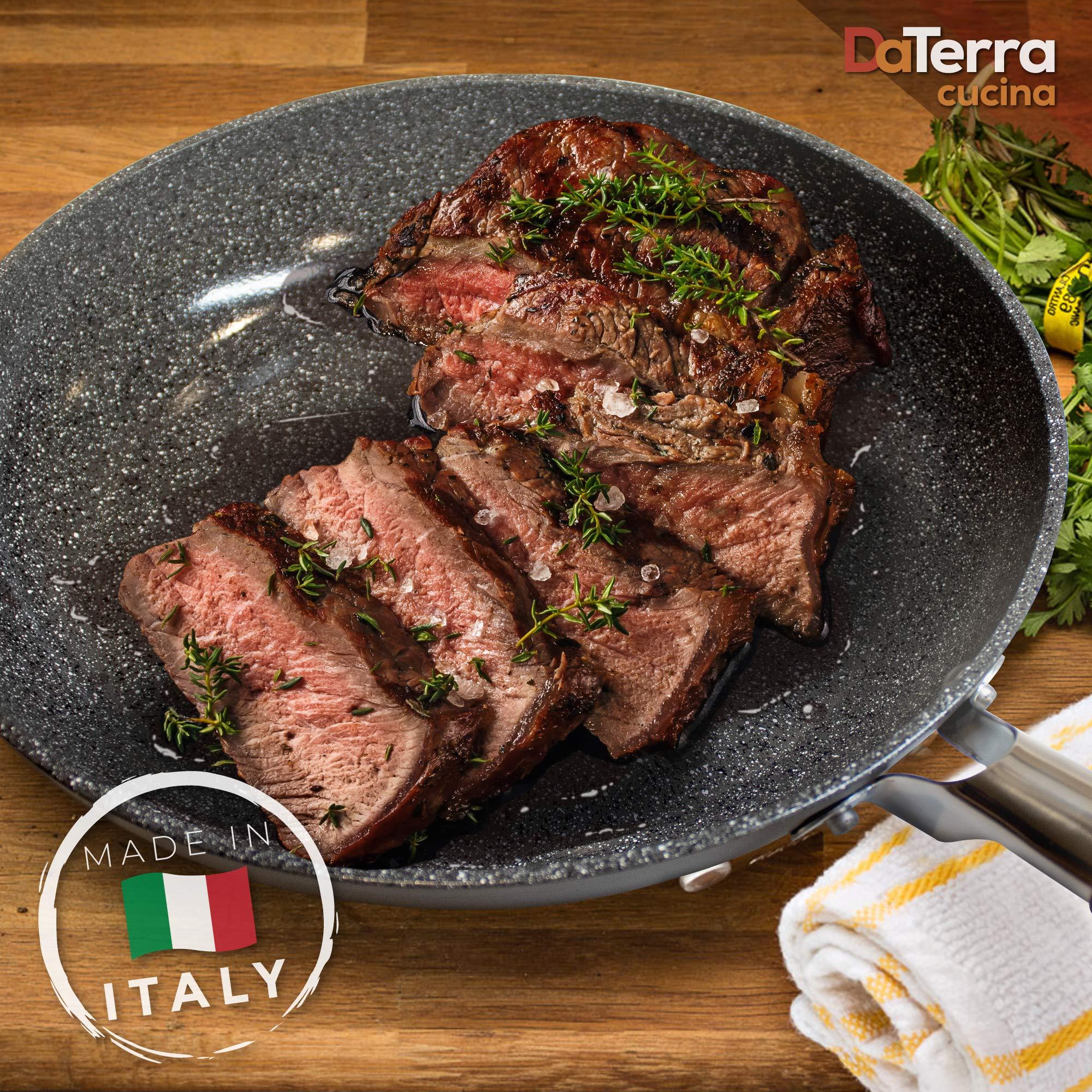 DaTerra Cucina DaTerra Cucina 11 Nonstick Frying Pan w/Lid | Made in Italy | PTFE, Cadmium, Lead and PFOA free proprietary nontoxic ceramic coating