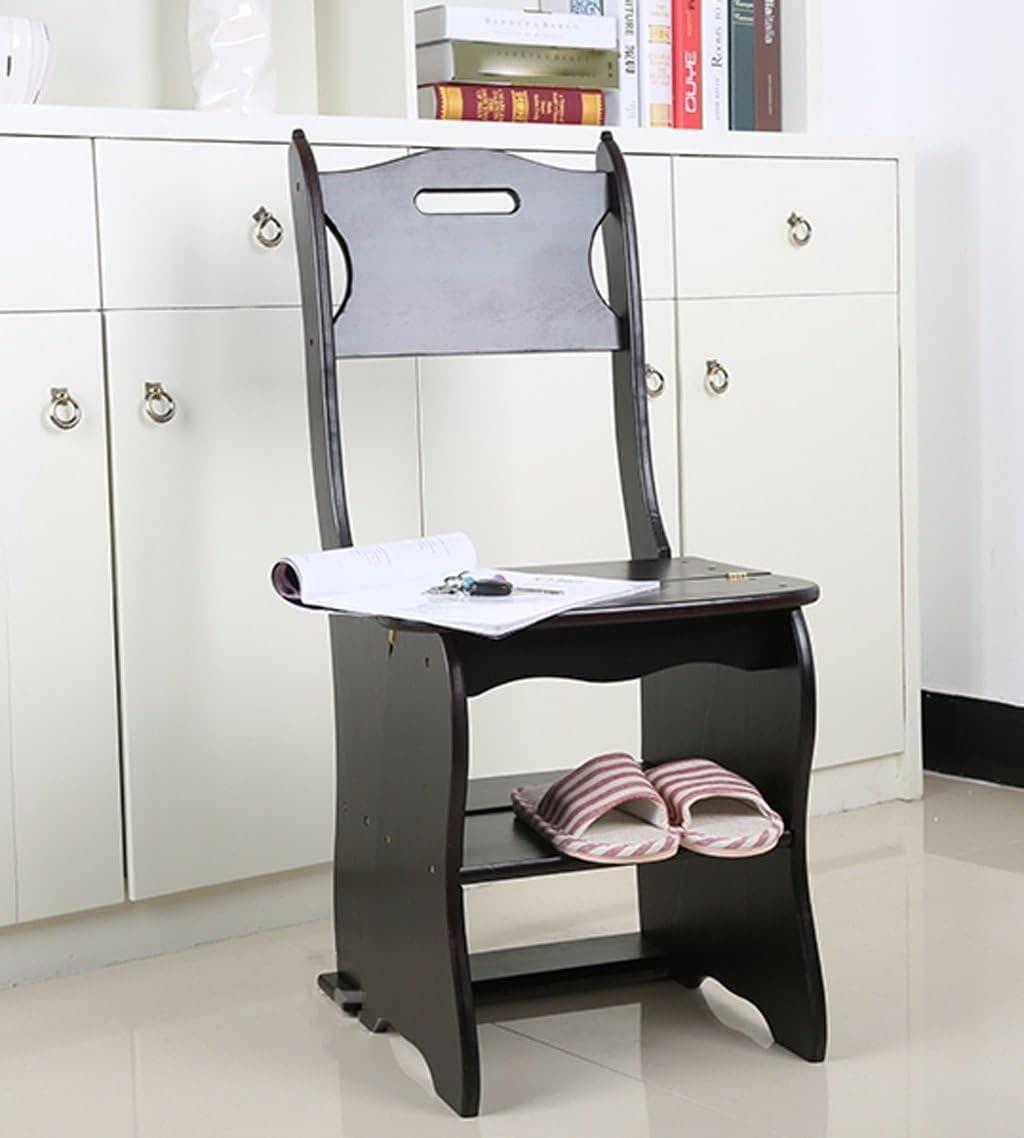 OKUOKA Step Stool Folding Ladder Chair Solid Wood Multi-Step Shelves, 3 Colors, 86 * 41cm Folding Ladder Chair (Color : Noyer profond)