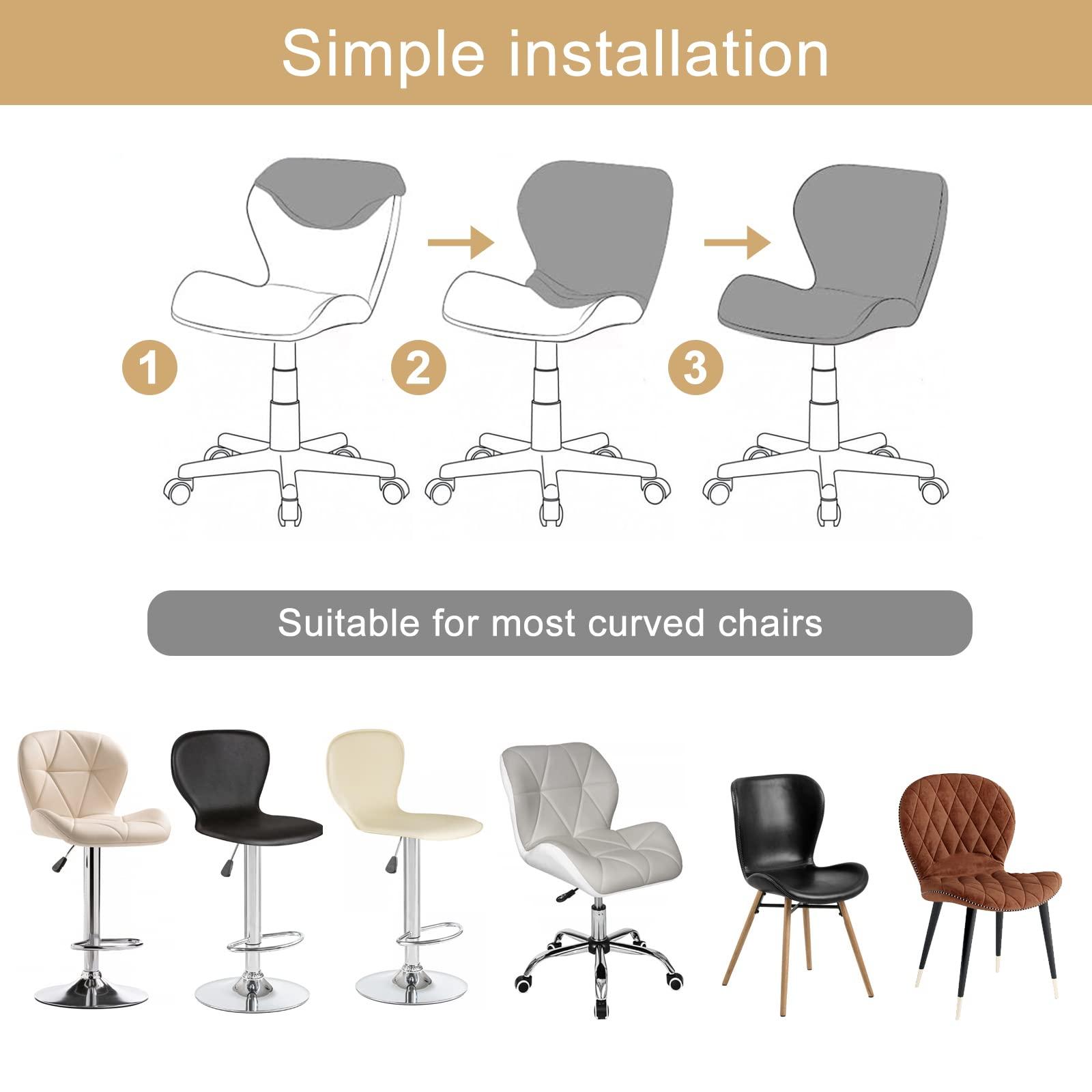 LOVEHOUGE Curved Stretch Bar Stool Covers, Kitchen Swivel Stools Slipcovers with Backrest Stretch Modern High Bar/Counter Chair Cover, for Short Dining Chair,D,2pack