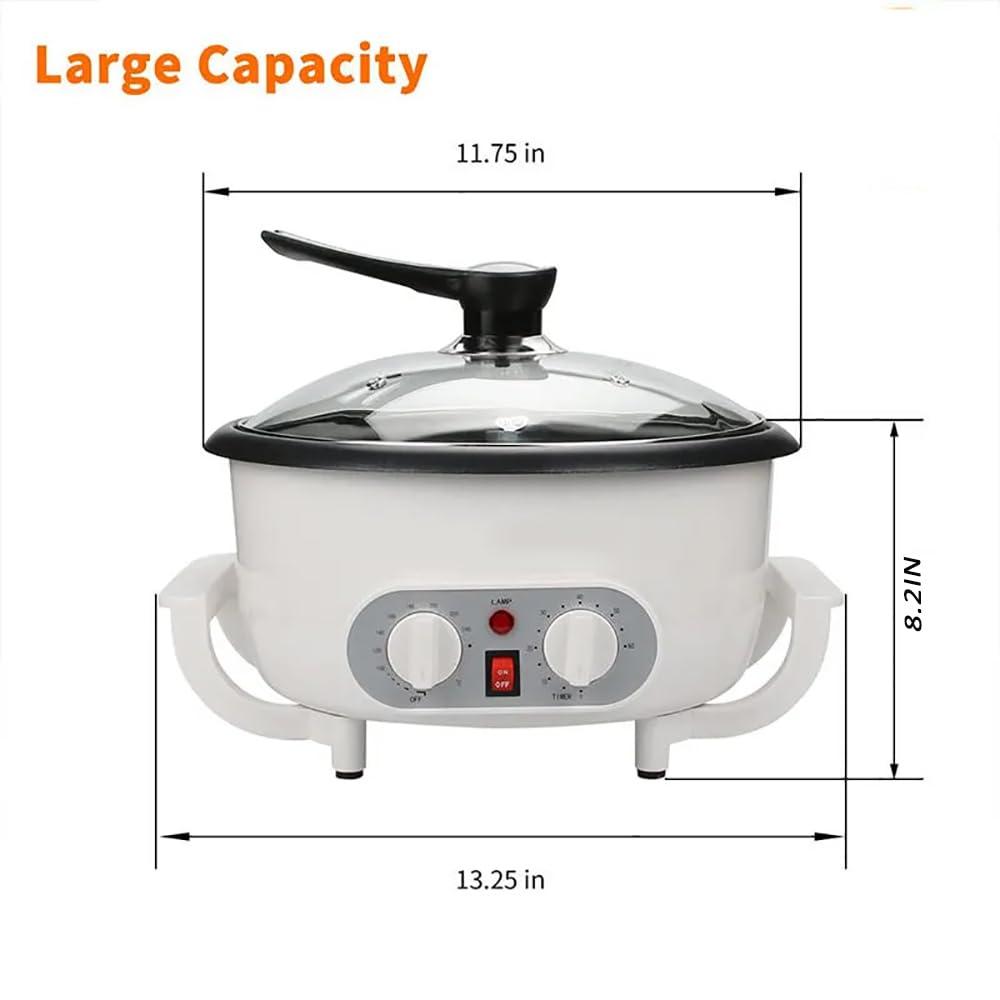 TsoLay TsoLay Coffee Bean Roaster, 1200W Nut Roasting Machine, 750g Capacity, 100-240 Adjustable Temp, 0-60 Mins Adjustable Time, Non-Stick Pan and Heat Evenly, Suitable for Nut Peanut Cashew Chestnuts