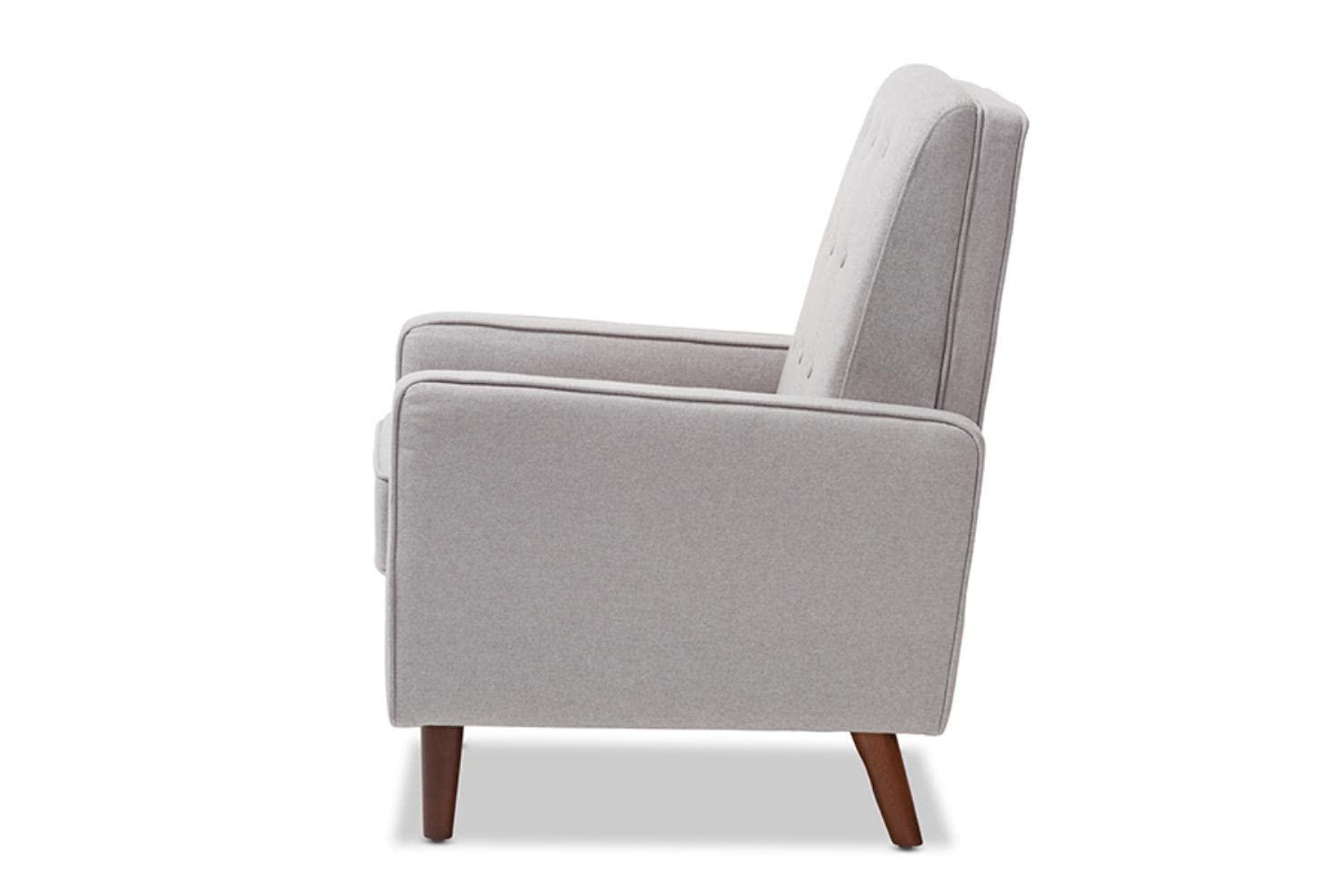 Baxton Studio Baxton Studio Mathias Mid-century Modern Light Grey Fabric Upholstered Lounge Chair