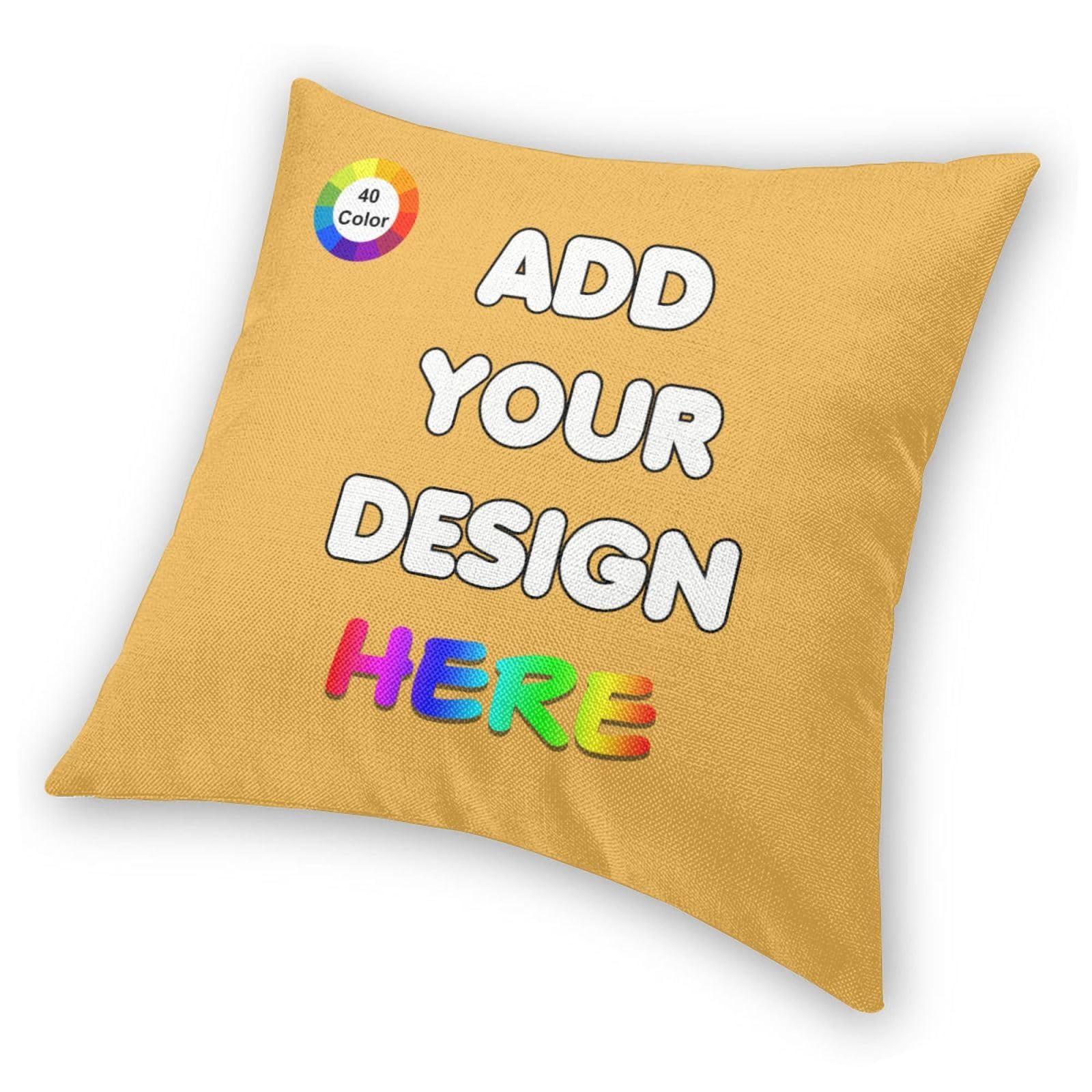 PVJIEMS PVJIEMS Custom Pillow Cover with Picture Customized Photo Pillowcase, Birthday Christmas Thanksgiving Halloween Valentine\'s Day Personalized Gifts for Mom Couple Family,Gold,22x22