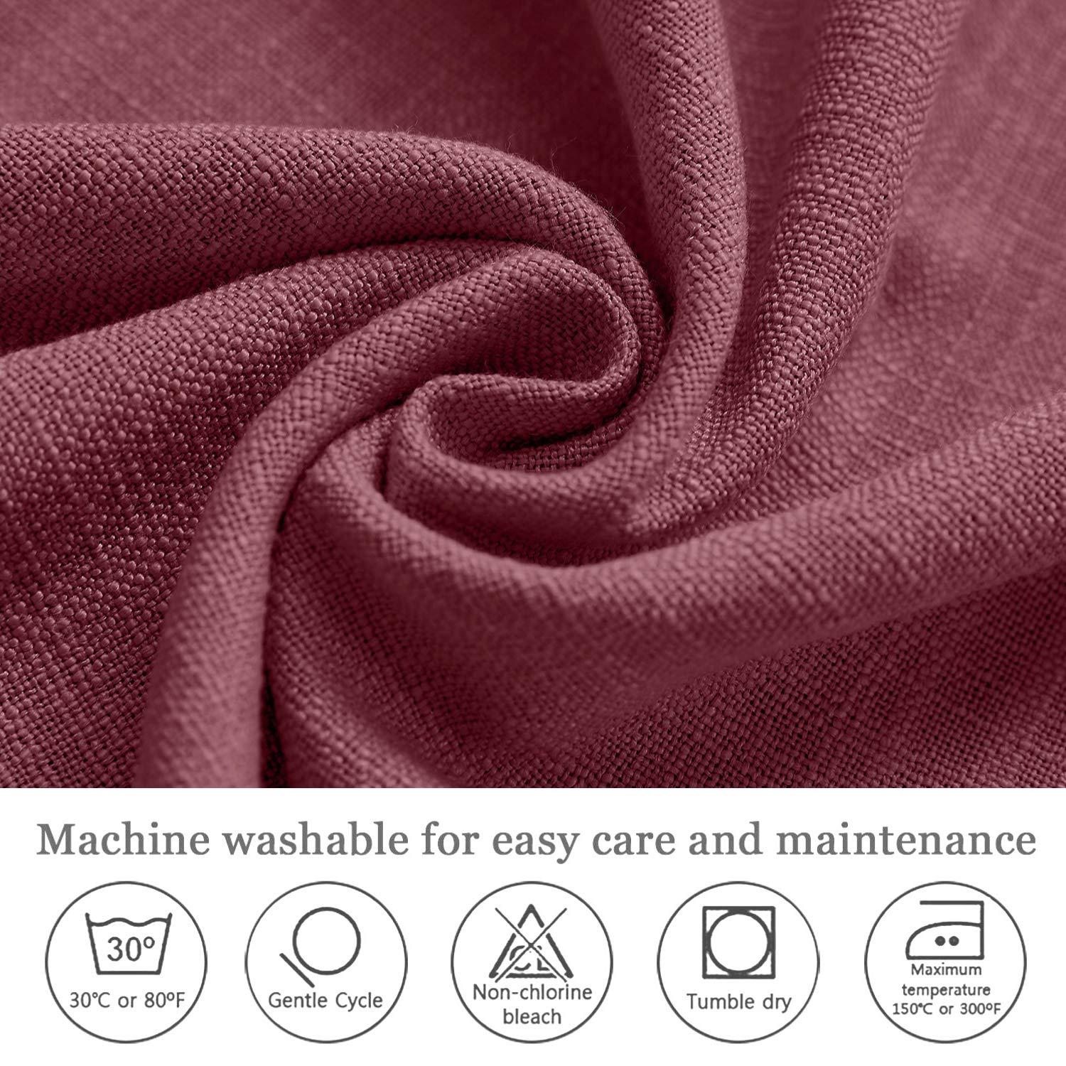 Frelement Frelement Natural Linen Curtains with Blackout Lining Privacy Room Darkening 4 in 1 Header Drapes for Cafes, Club, Office, Burgundy Red, 100" W x 96" L, 1 Panel