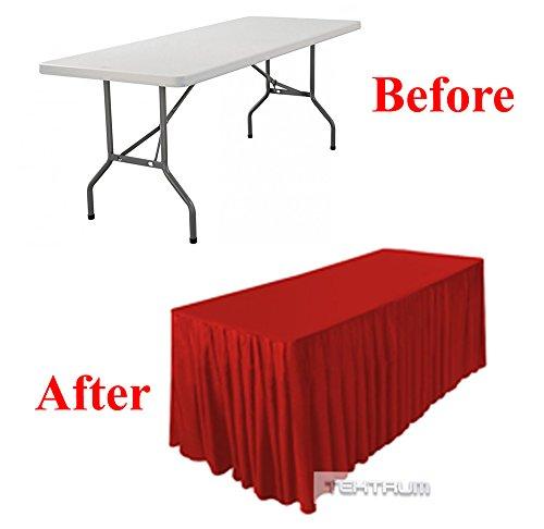 Tektrum TEKTRUM 6' FT LONG FITTED TABLE SKIRT COVER FOR TRADE SHOW - THICK/HEAVY DUTY/DURABLE FABRIC (Red)
