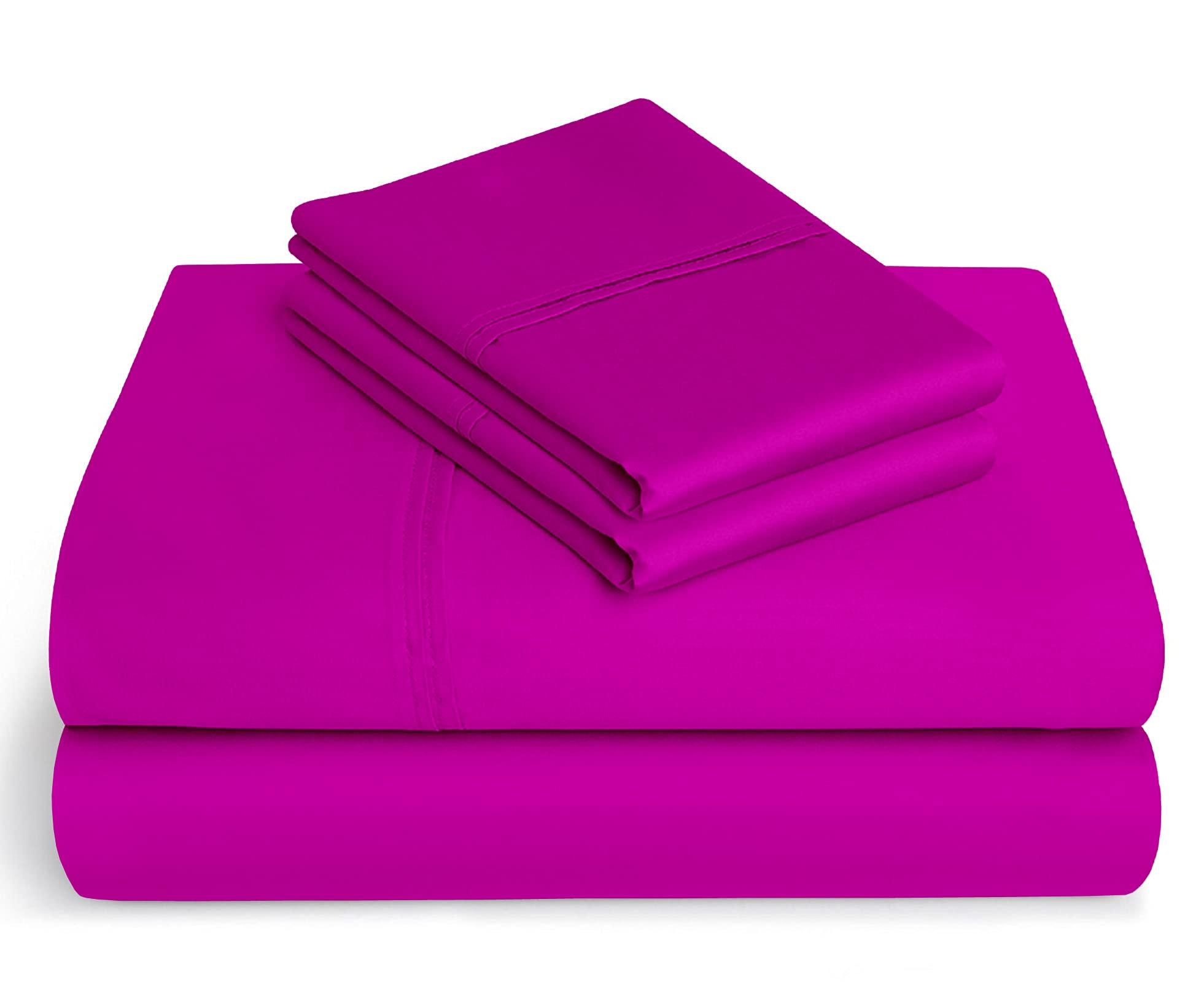 BeKind Online 600 Thread Count Split CalKing Size Sheet Set 100% Egypt Cotton 600 Thread-Count Hotel Quality Sateen Finish 8-Inches Deep Pockets Cotton Bed Sheets Silky & Soft Egyptian Sheet - Hot Pink