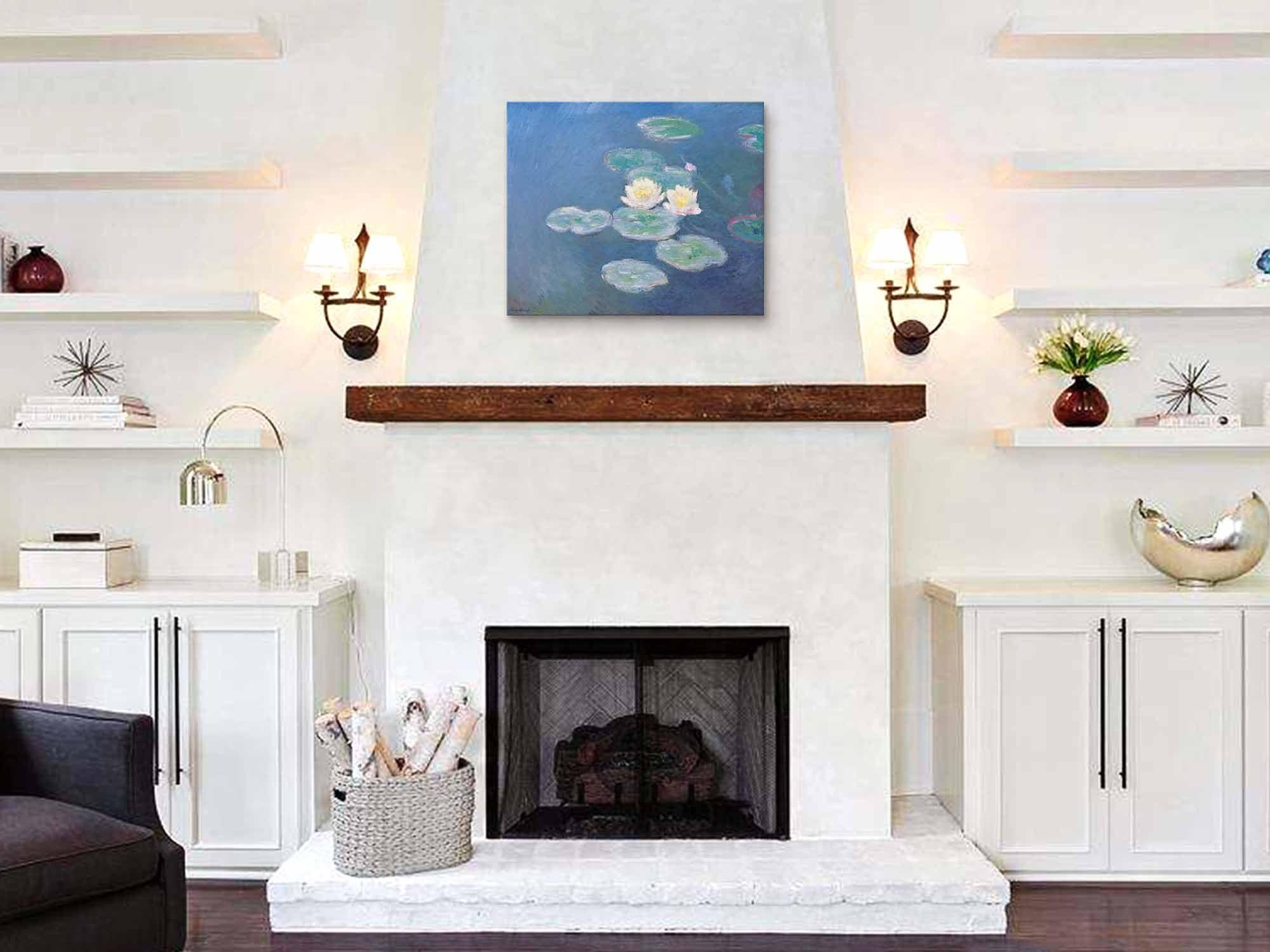 Niwo ART Niwo ART - Water Lilies Evening Effect, by Claude Monet - Oil painting Reproductions - Giclee Canvas Prints Wall Art for Home Decor, Stretched and Framed Ready to Hang (24\"x20\"x3/4\")