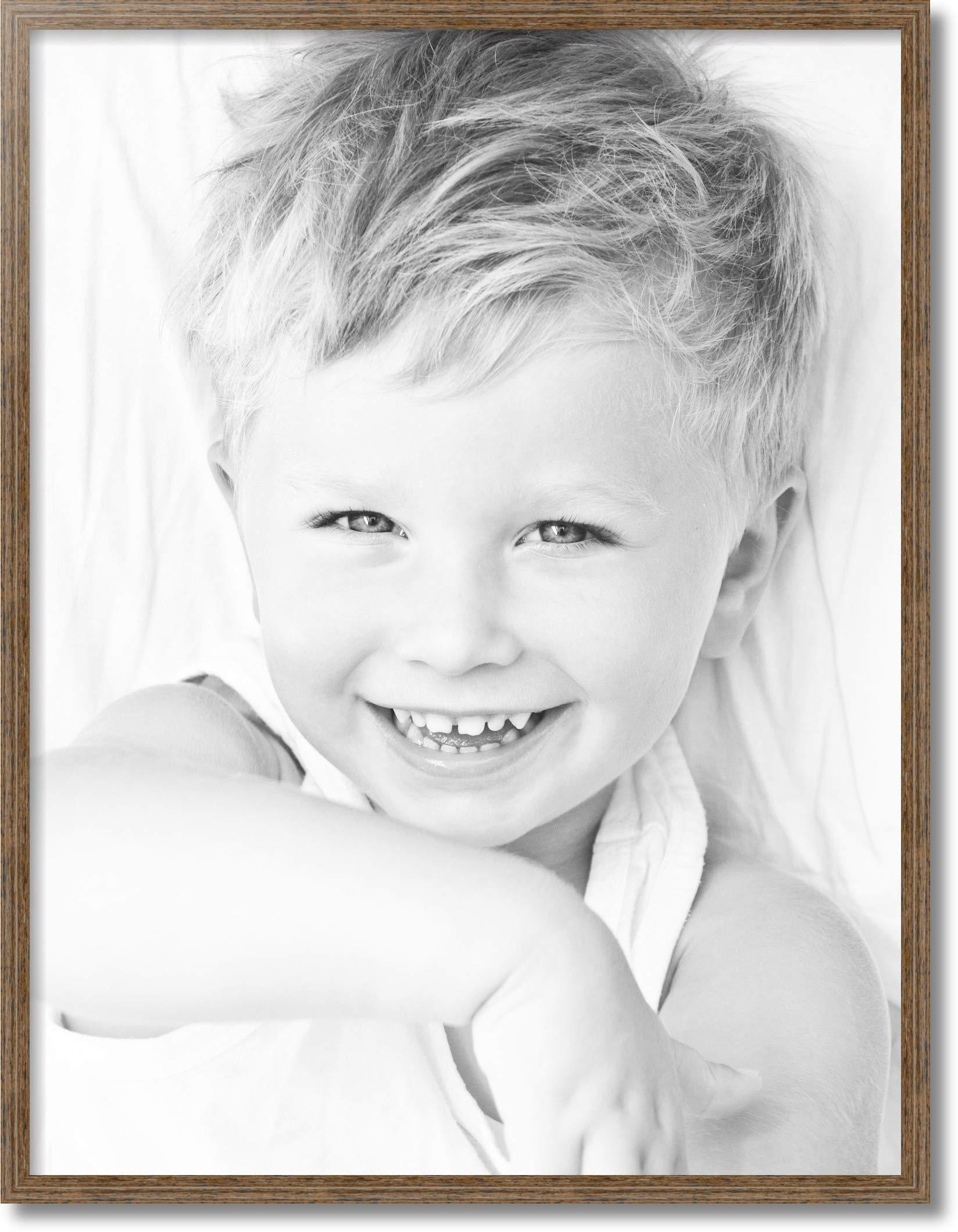 ArtToFrames ArtToFrames 26x34 Inch Brown Picture Frame, This 1.11\" Custom Wood Poster Frame is Walnut With Black Stripes, for Your Art or Photos, 2WOMD6596-26x34