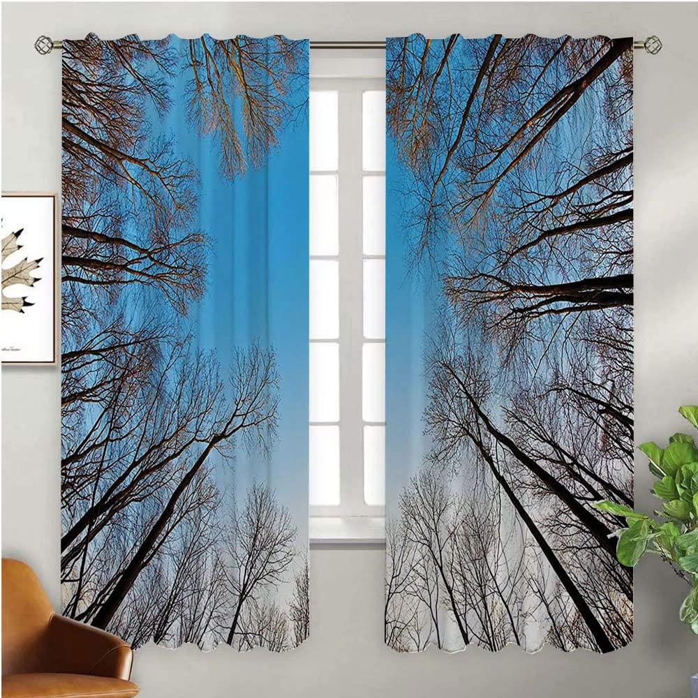 LIGUTARS Shading Curtain, Forest Decor Window Curtains Bedroom Short, Leafless Crown of Trees with Clear Air Harmonic, Camouflage Curtains, 72 x 108 Inch, Curtain Panels For Living Room Bedroom, Brown