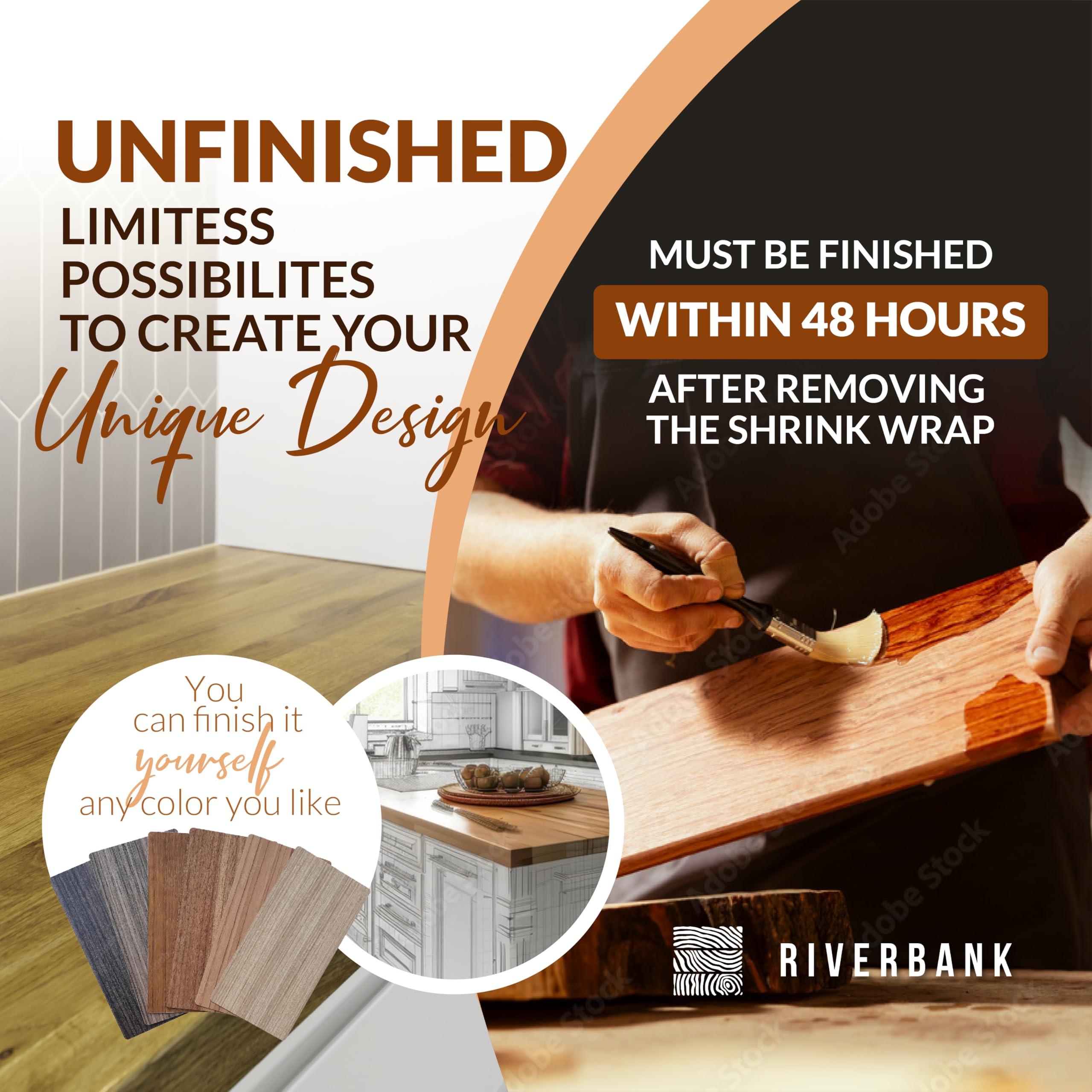 Riverbank Riverbank Oak Butcher Block Countertop, 4 ft Long, 25 Wide & 1.5 Thick Unfinished Solid Wood Tabletop, Built to Last Hardwood Board for DIY Kitchen Counter Top, Island, Desktop