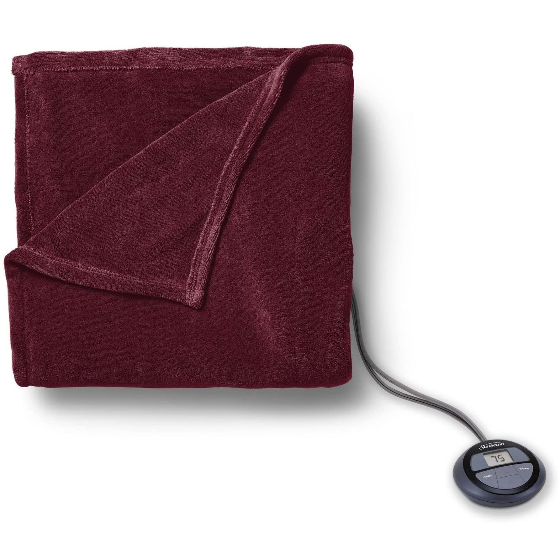 Sunbeam Sunbeam Microplush Soft Queen Electric Heated Blanket with Two Digital Controllers, 10 Heat Settings 10 Hours Auto-Off, RED - QUEEN