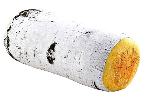 Deluxe Comfort Deluxe Comfort Microbead Log Pillow (14\" x 7\") Airy Squishy Soft Microbeads Stress and Neck Tension Relief Rustic Wood Log Style Neck Pillow, Birch Wood