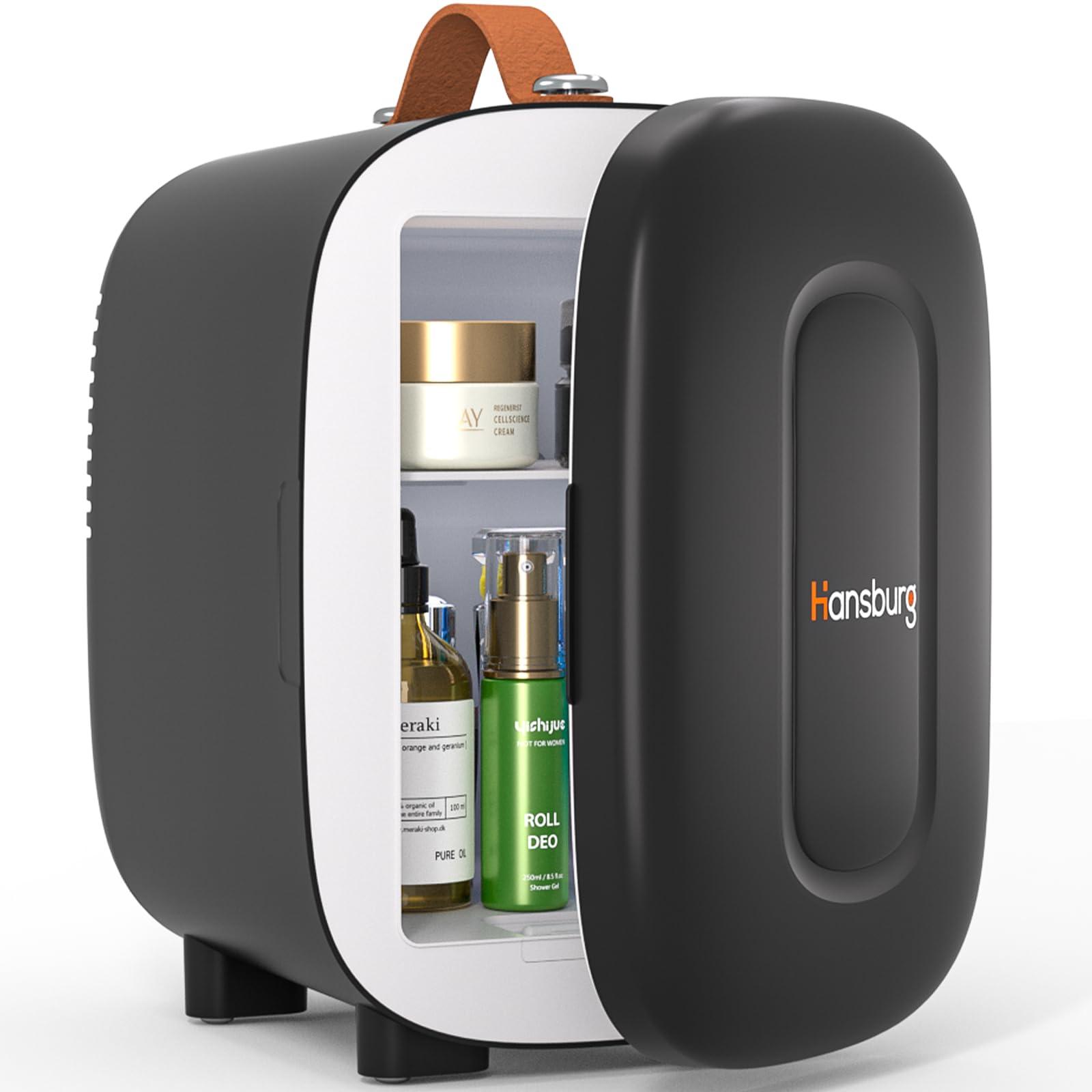 Hansburg Hansburg Mini Fridge for Bedroom Skincare Cooler & Warmer Portable Small Refrigerator 4 Liter/6 can with 12v AC/DC/USB Option for Food, Drinks, Makeup, Dorm, Office and Car