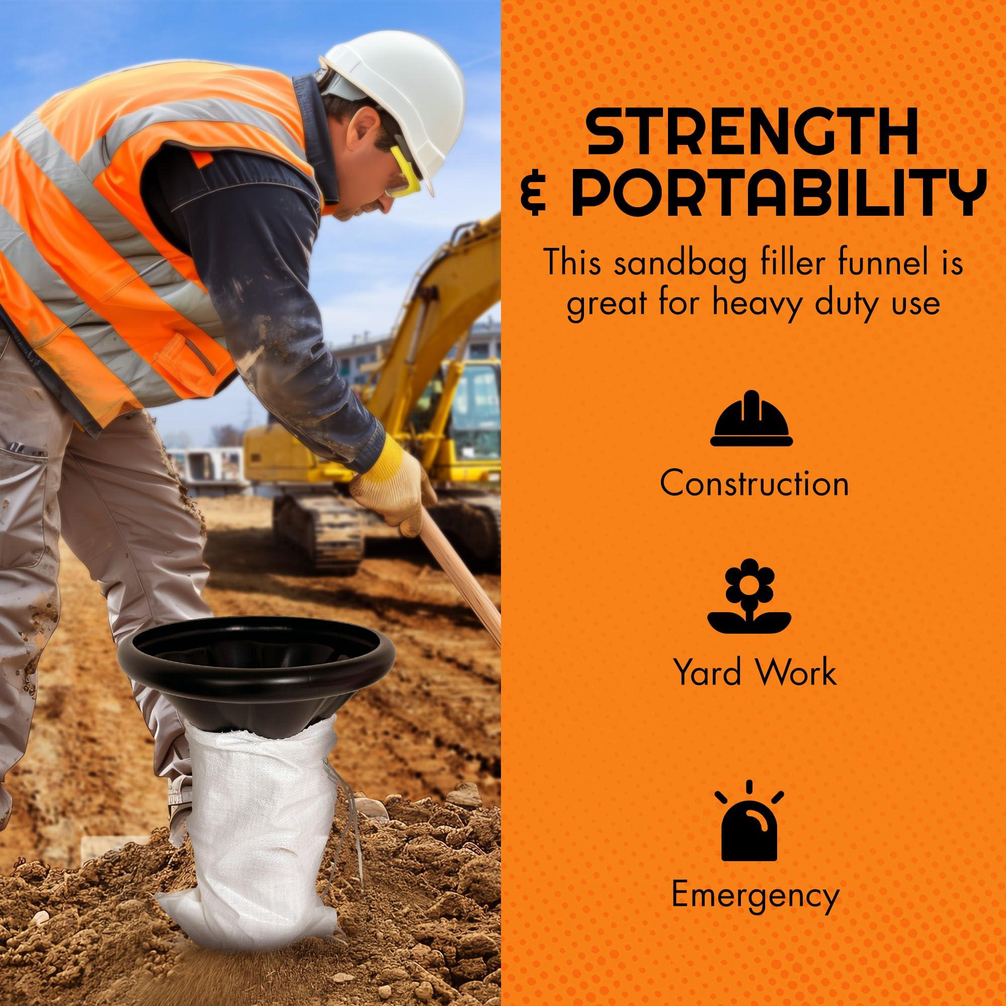 THE SANDBAG FUNNEL DO-IT-YOURSELF BAG FILLING SOLU Sandbag Filler Tool - Durable Sand Funnel for Manual Filling-Sand Bag Funnel, Sand Bag Filler Funnel for All Industries, Sand Bag Filler Stand, Easy Sand Bag Filler Tool -1 Sandbag Funnel