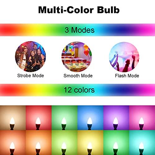 ChangM E12 LED Light Bulbs 5W, 40W Equivalent, Small Base B11 Candelabra Light Bulbs, Set of 6 LED Color Changing Light Bulbs, Dimmable Color Candle Bulb with Remote Control RGB Warm White 2700K