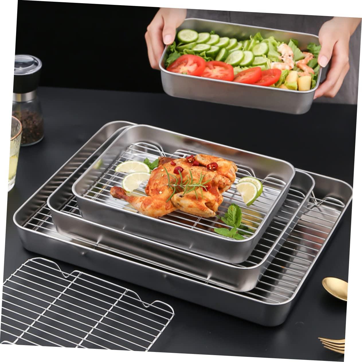 DECHOUS DECHOUS Stainless Steel Deep Broiler Pan for Oven Bread Baking Pan Net Rack Multifunctional Baking Tray Easy Clean Dishwasher Safe