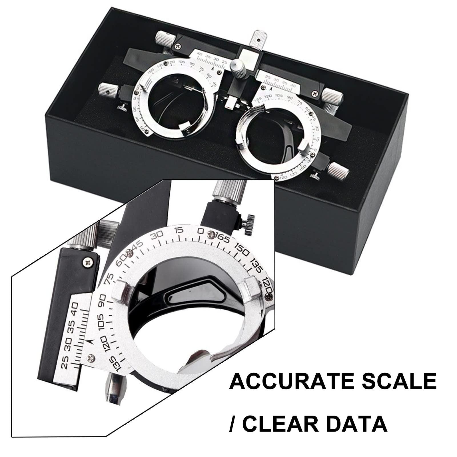 TCCOC PD 50-80mm Trial Frame Adjustable Temples and interpupillary Distance Ultra Light and Comfortable Eye Optometry Universal Lens Trial Frame(Color:Sliver,Size:PD50-80)