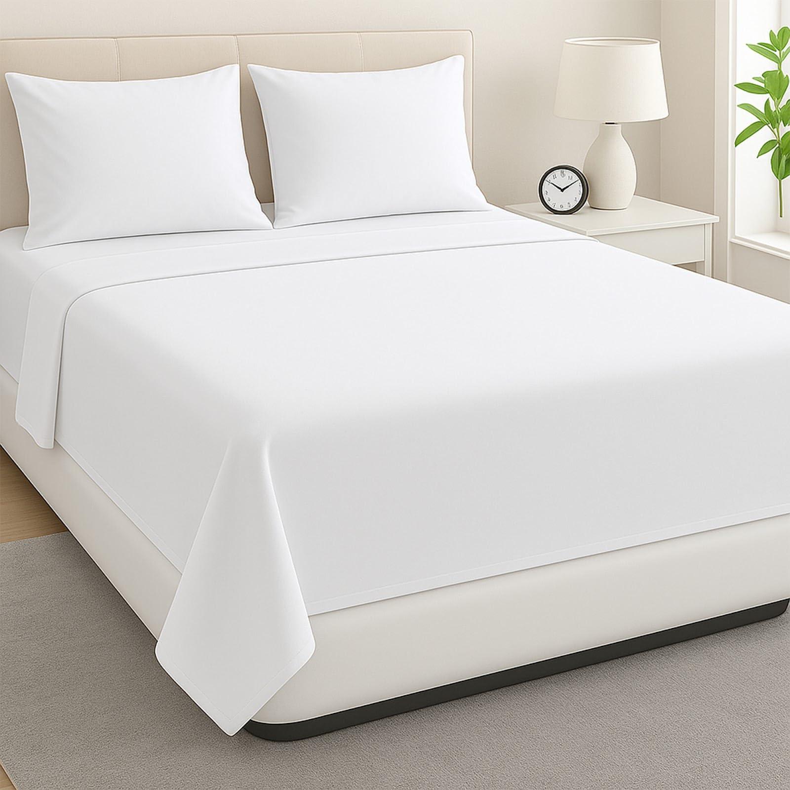 ARlinen Waterbed Sheets Super Single Size 600 Thread Count 100% Cotton 12 Inches -Deep Pockets- Attached Waterbed Sheet Set- 4 Piece - Hotel Luxury Bed - Extra Soft -White Solid Bed Sheets -Super Single