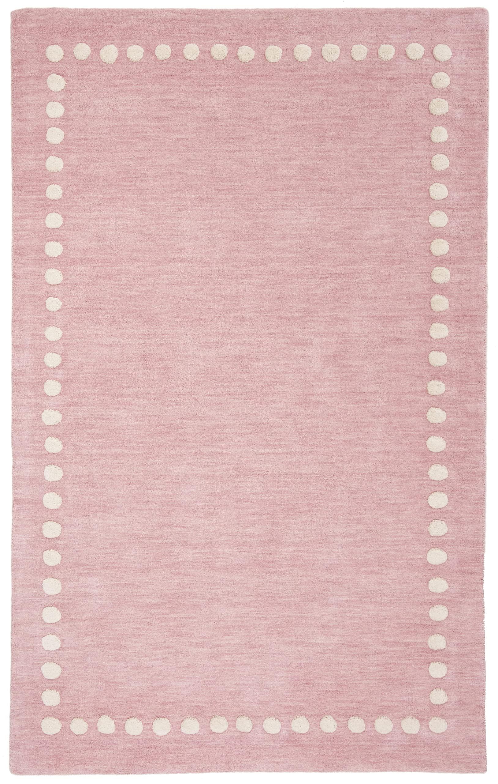 Safavieh SAFAVIEH Kids Collection Area Rug - 5' x 8', Pink, Handmade Polka Dot Border Wool, Ideal for High Traffic Areas in Living Room, Bedroom (SFK802U)
