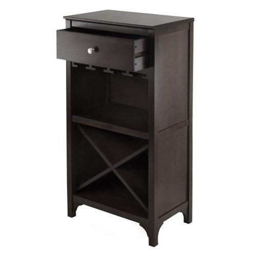 Winsome Winsome Ancona X Shelf Modular Wine Cabinet With 1-Drawer, Glass Rack, Dark Espresso (92745)