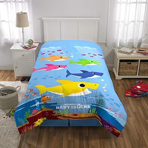 Franco Baby Shark 2pc Twin/Full Reversible Comforter and Sham Bedding Set