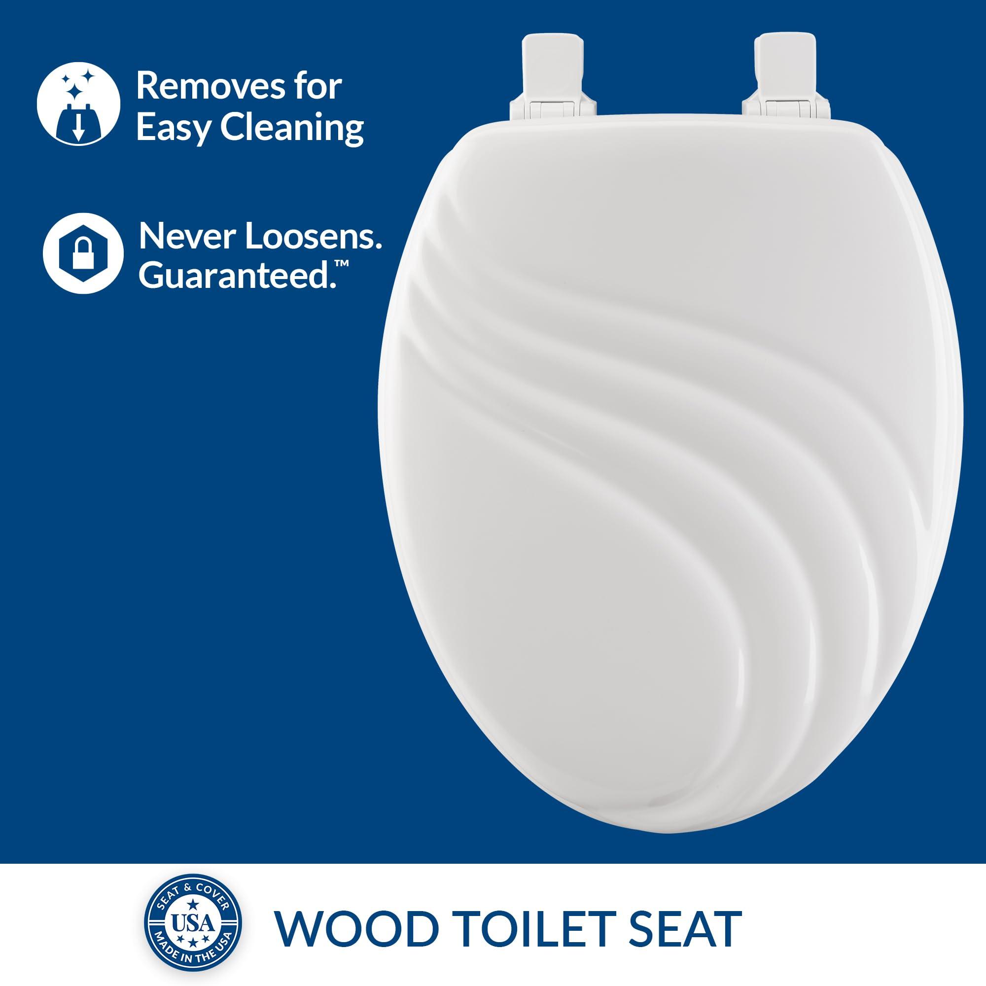 Mayfair Mayfair 127ECA 000 Sculptured Swirl Toilet Seat Will Never Loosen and Easily Remove, Elongated, White