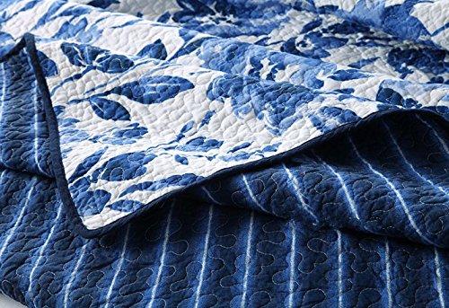 HNNSI HNNSI Blue and White Porcelain Cotton Quilt Bedspread Sets Queen Size 3 Pieces,Chinese Style Floral Comforter Bedding Sets