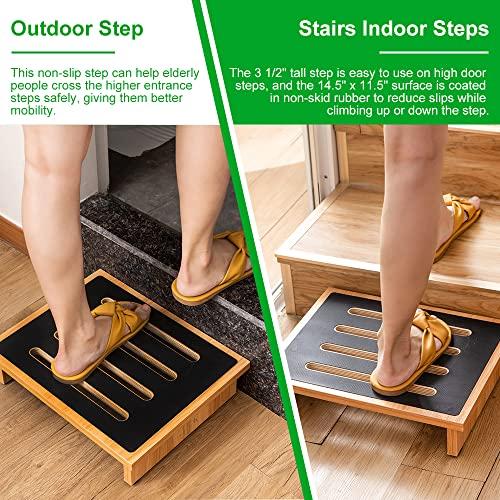 StrongTek StrongTek One Step Stool for Adults with Non-Slip Rubber Stepping Surface, Portable Single Wooden Riser, 440 lb. Load Capacity for Kitchen, Bathroom, or Bedside, Kid and Senior Support