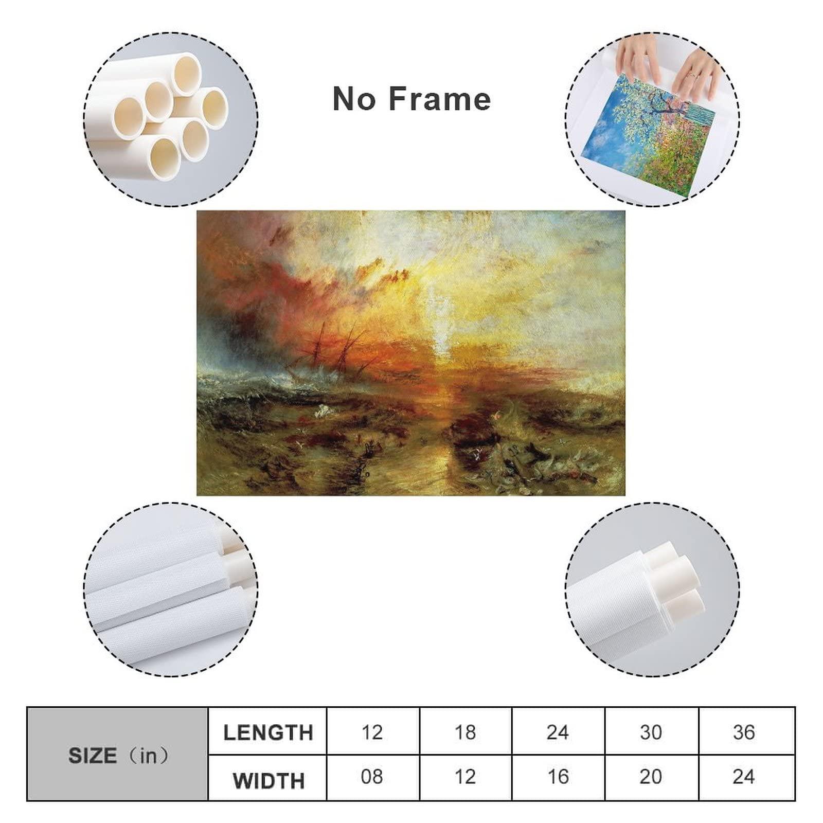 AAOTE AAOTE The Slave Ship, 1840 - by J. M. W. Turner Painting Art Posters Posters Wall Art Painting Canvas Gift Living Room Prints Bedroom Decor Poster Artworks 20x30inch(50x75cm)