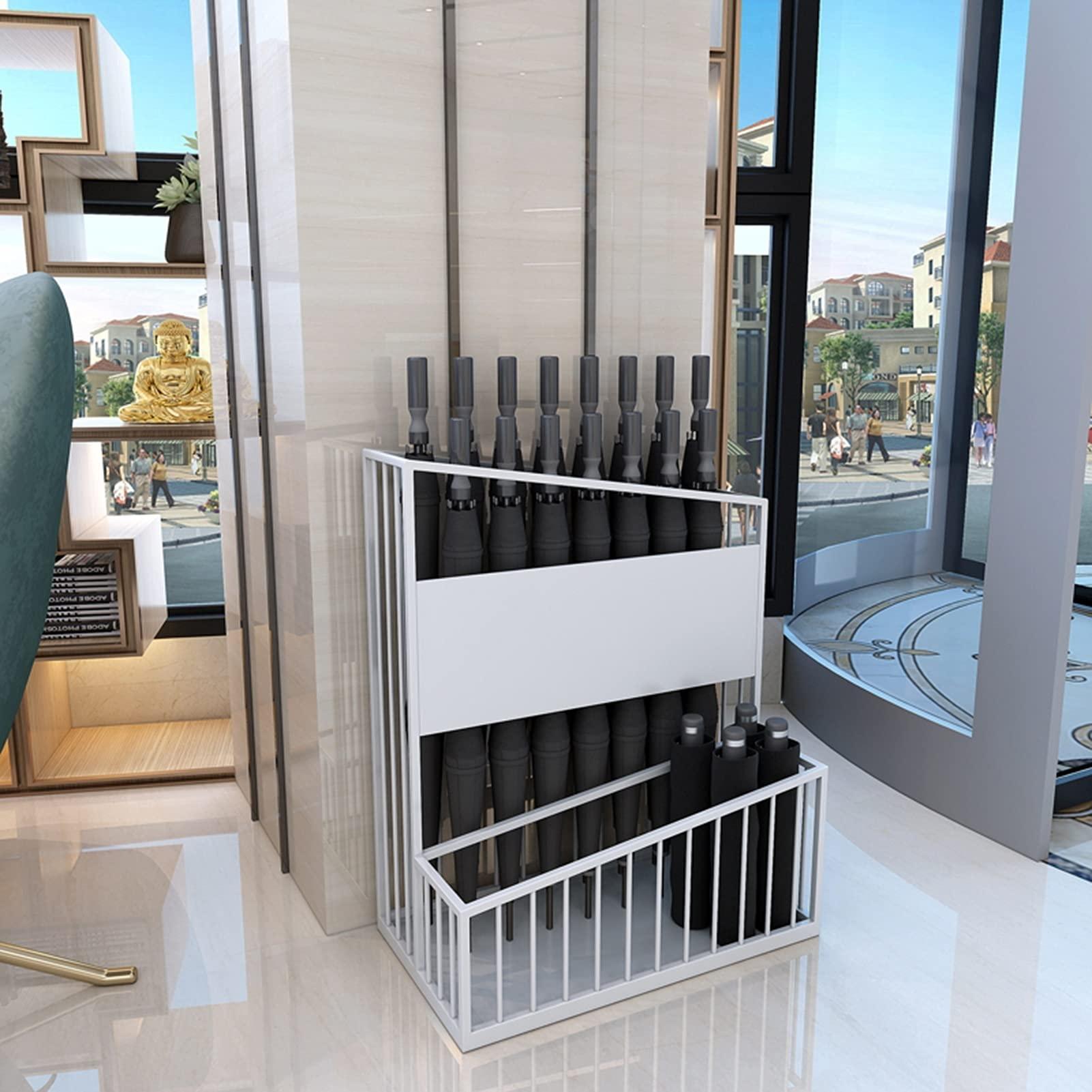 HUAHUA Umbrella Rack Hua Large-Capacity Umbrella Stand Metal Umbrella Bucket, Modern White Umbrella Storage Rack, Suitable for Home Business Hotels, 36x25x50cm