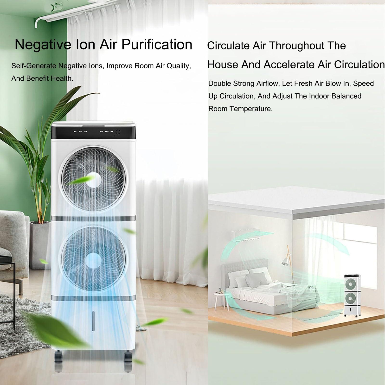 WANGCEPLSD Evaporative Air Cooler, Swamp Cooler Air Conditioner with 12h Timer for Auto-Off, 3-Speed Windowless Air Conditioner, Smart Remote, Tank Portable Air Cooler for Room