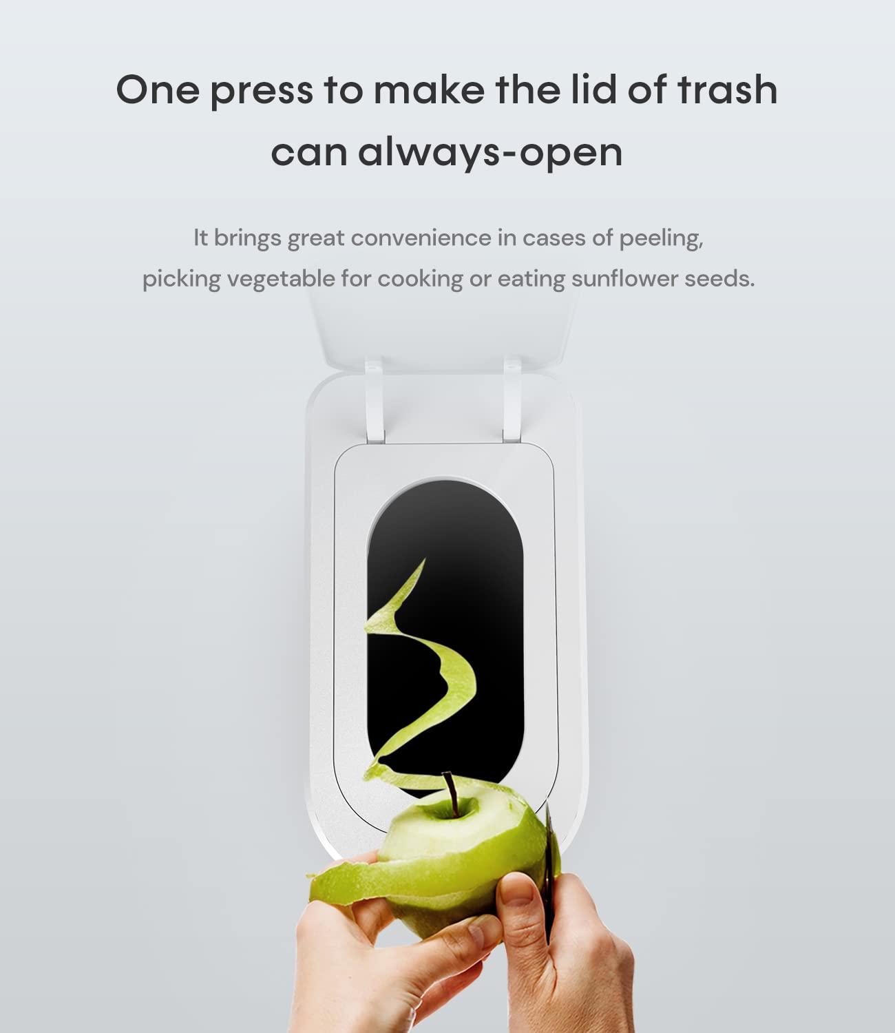 TOWNEW TOWNEW T3 Slim Automatic Infrared Motion Sensor Trash Can with Lid, Self Sealing & Changing 3.4-Gal Waterproof Garbage Can, Bathroom Touchless Trash Cans with Lids- White x1 Refill Ring(Up to 20 Bags)