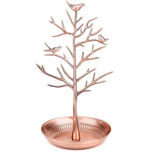 WELL-STRONG WELL-STRONG Jewelry Tree Necklace Earring Holder Modern Cute Bird Jewelry Stand for Women Girls Teen Bronze