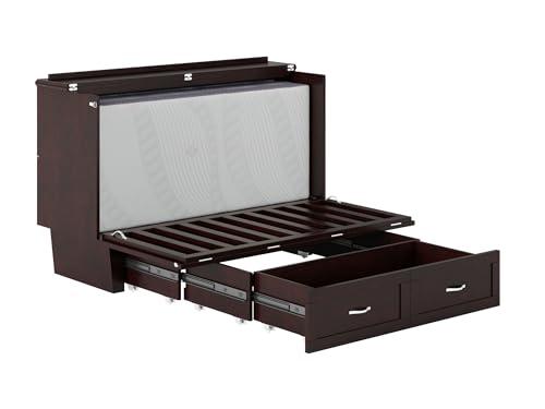 AFI AFI, Chelsea Mid-Century Modern Queen Solid Wood Murphy Bed Chest with Mattress in Espresso