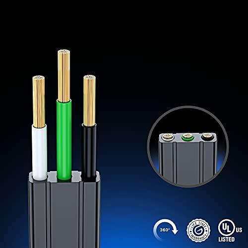 Maximm Maximm Cable 10 Ft 360° Rotating Flat Plug Extension Cord/Wire, 16 AWG Multi 3 Outlet Extension Wire, 3 Prong Grounded Wire - Black - UL Certified