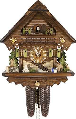 Cuckoo-Palace Cuckoo-Palace German Cuckoo Clock - Summer Meadow Chalet with 8-Day-Movement - 13 1/3 inches Height - Black Forest Clock