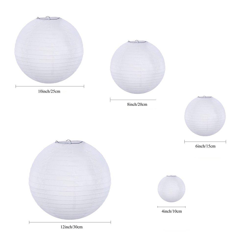 Supla Supla 20 Pack Chinese White Paper Lantern Hanging Paper Lanterns White Round Paper Lanterns 4 6 8 10 12 White Hanging Lanterns Wedding Party Decorations