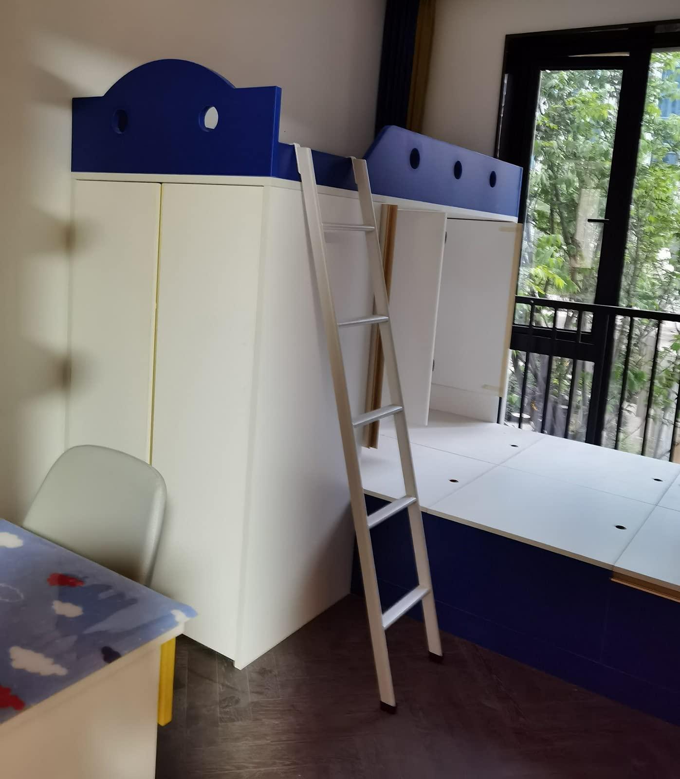 HWLL Bunk Bed Ladder Safety Bunk Bed Ladder Replacement Steps, Hook On Bunk Ladder for RV Bed/Travel Trailer/Camper, Easy Install and Remove, All Hardware Included (Color : White, Size : 150cm/59)