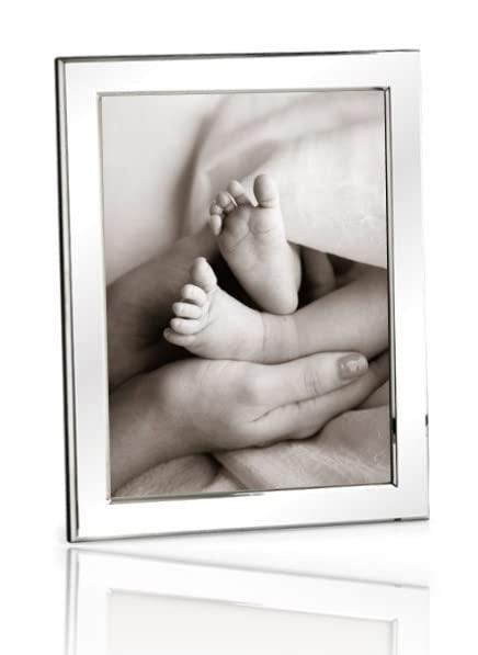 Cunill CUNILL Sterling Silver Picture Frame, Oxford 5x7 Picture Frame, Tarnish Resistant, Mahogany Wood Back, Fits 5\" x 7\" Photo