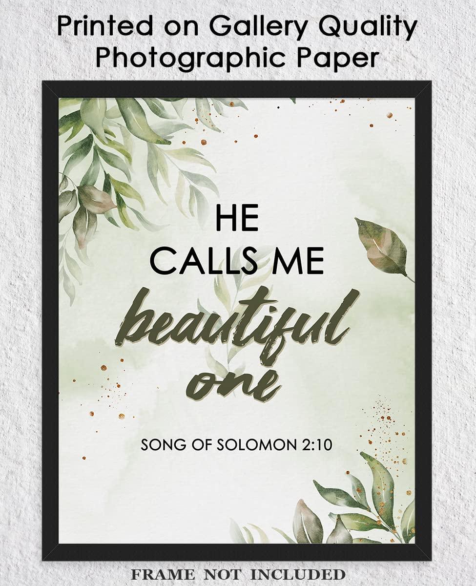 Buzz Unplugged He Calls Me Beautiful One. Song of Solomon 2:10 - Inspirational Bible Verses, Christian Scripture Positive Quotes, Religious Bible Verse Wall Art Decor For Home & Office | Unframed Posters 11x14\"