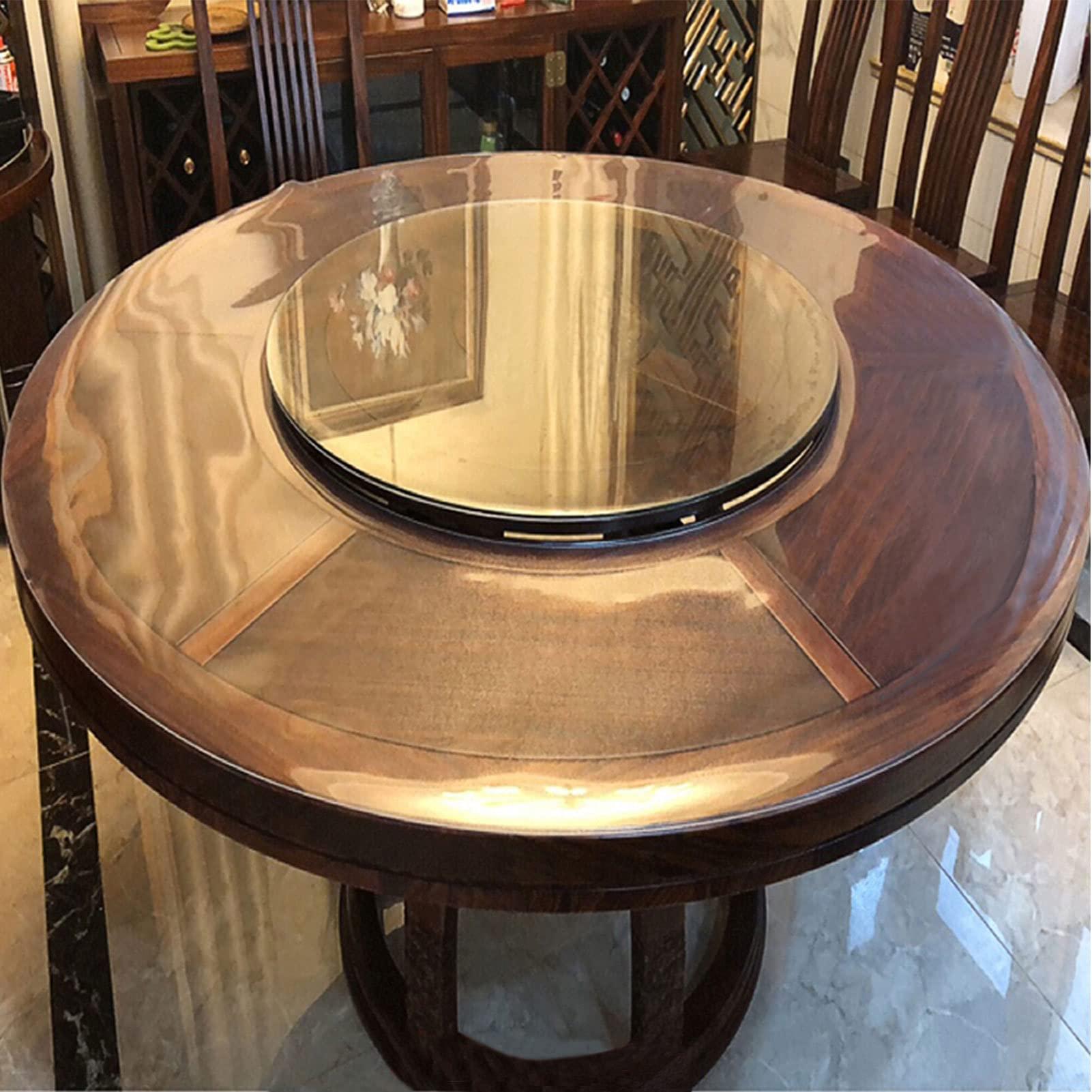 DTDMY Round Table Cover Table Protector Transparent PVC Tablecloth Table Clear Plastic Vinyl Table Covers Cloths Fitted Waterproof Protective Dining Room Table/Garden Table Covers Waterproof Circular