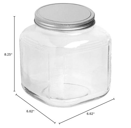 Anchor Hocking Anchor Hocking 1-Gallon Cracker Jar with Lid, Brushed Aluminum, Set of 4
