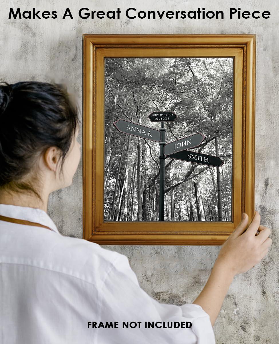 Buzz Unplugged Unique Personalized Street Signs with Names & Special Date On Print or Canvas Wall Art: Personalized Gifts for Couples Create Unforgettable Moments - Makes a Perfect Anniversary Gifts For A Couple