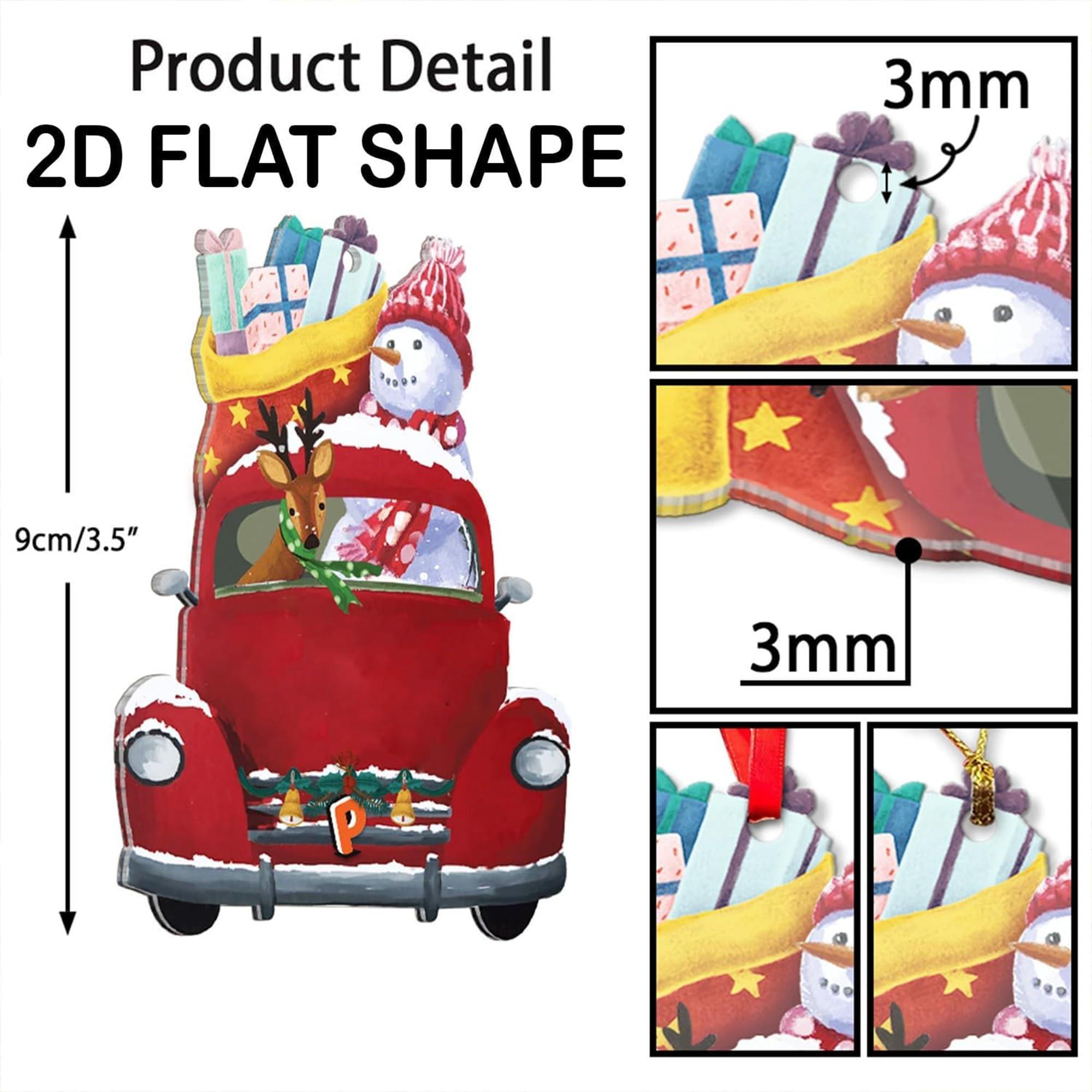 FAMITRENDZ FAMITRENDZ Personalized Border Collie Dog On Red Truck Ornament, Custom 2D Flat Shape Border Collie Dog Name Ornament, Dog Christmas Ornament, Dog Lover Gift, Christmas Tree Decor